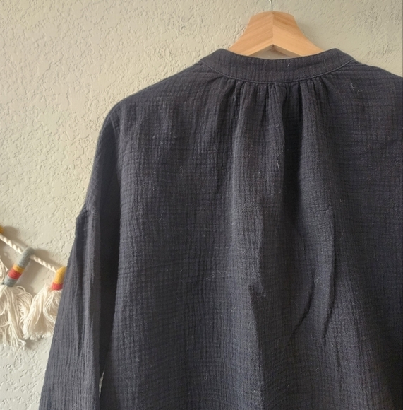 Rachel Pally Gauze Knit Button Front Crop Oversize Top Minimalist Boho Basics XS - Picture 7 of 10